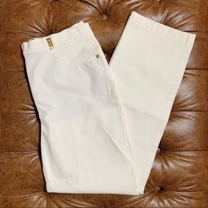 St. John White Denim Straight Leg Jeans
